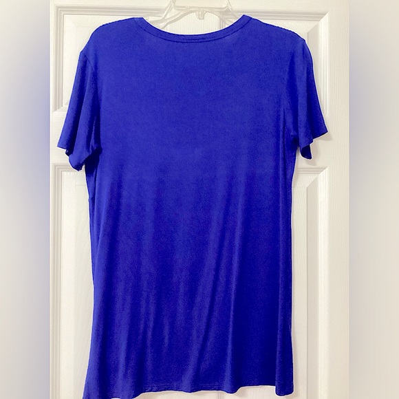 Sequin Pocket Tee w/Twist Front, Small, Color Royal Blue - Picture 5 of 5